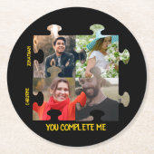 パズルカスタムピース写真あなたは私のカップルを完成 ラウンドペーパーコースター (正面)
