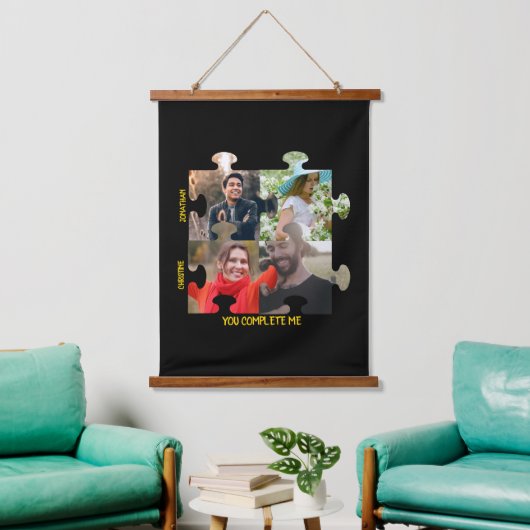 パズルカスタムピース完成したカップル写真 吊り下げ型タペストリー (リビング)