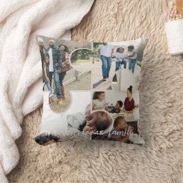 パズルカスタム4写真コラージュと家族の名前 クッション