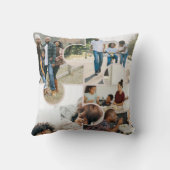 パズルカスタム4写真コラージュと家族の名前 クッション (裏面)