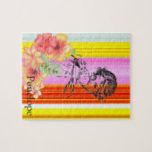 パズルカラフルストライプビクトリアンフローラ ジグソーパズル (横)