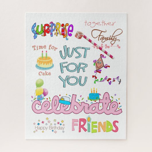 パズルカラフルハッピーバースデーフレンズファミリー ジグソーパズル (縦)