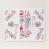 パズルカラフルハッピーバースデー祝ピンク ジグソーパズル (横)