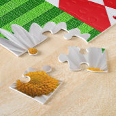 パズルグストライプリーンデイジー、白いヒールの花 ジグソーパズル (側面)