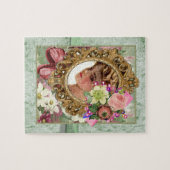 パズルグリーンピンクビクトリアンの女性フローラ ジグソーパズル (横)