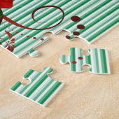 パズルグリーンホワイトストライプレッドローズ ジグソーパズル (側面)