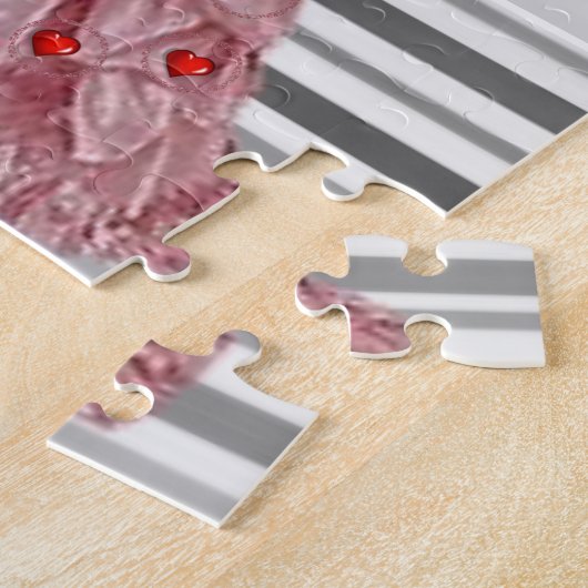 パズルグレイストライプハートドレスビクトリアン ジグソーパズル (側面)