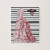 パズルグレイストライプハートドレスビクトリアン ジグソーパズル (縦)