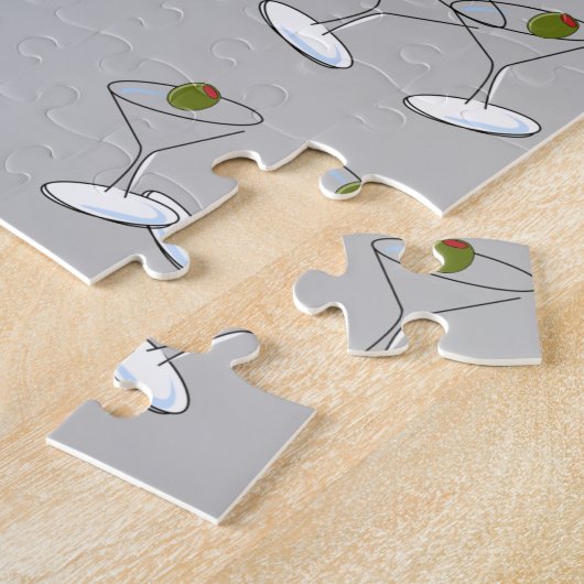 パズルグレーマルティニグラスビールワインフローラ ジグソーパズル (側面)