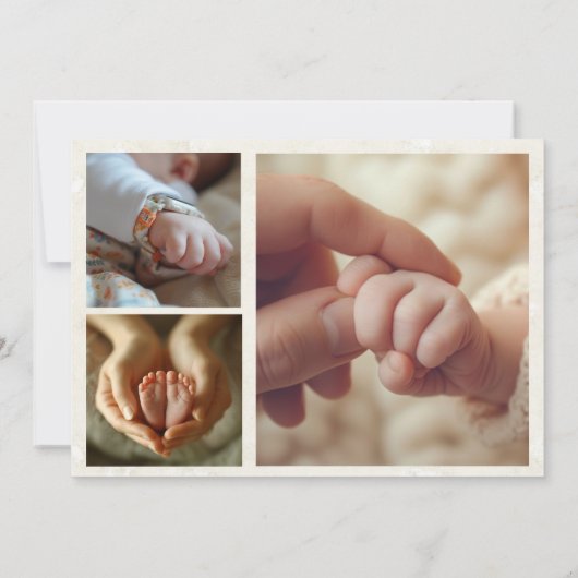 パズルコラージュベビー写真の出生情報 案内状 (裏面)