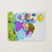 パズルサンフローラ小さな女の子ピンクバルーン ジグソーパズル (横)