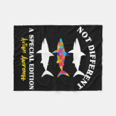 パズルシャーク自閉症認識自閉症ママ フリースブランケット (正面(横))