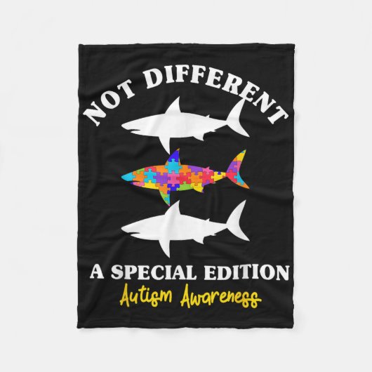 パズルシャーク自閉症認識自閉症ママ フリースブランケット (正面)