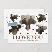 パズルシンプルバレンタインデーのカップル5写真 シーズンポストカード (正面/裏面)