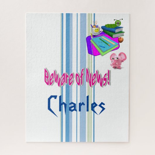 パズルストライプはニュースに注意する学校 ジグソーパズル (縦)