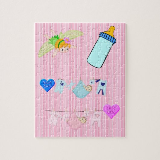 パズルストライプベビーガールピンク ジグソーパズル (縦)