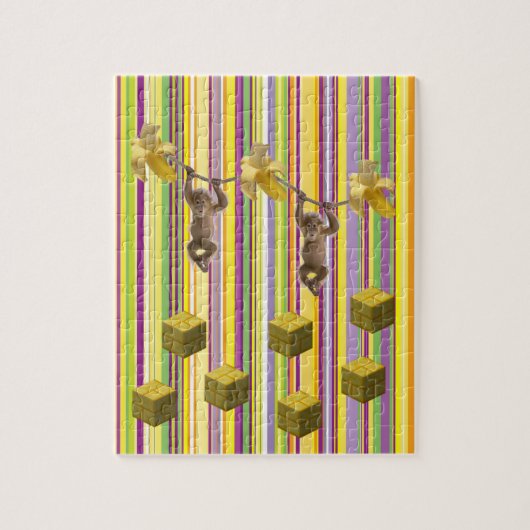 パズルストライプモンキーバナナ ジグソーパズル (縦)