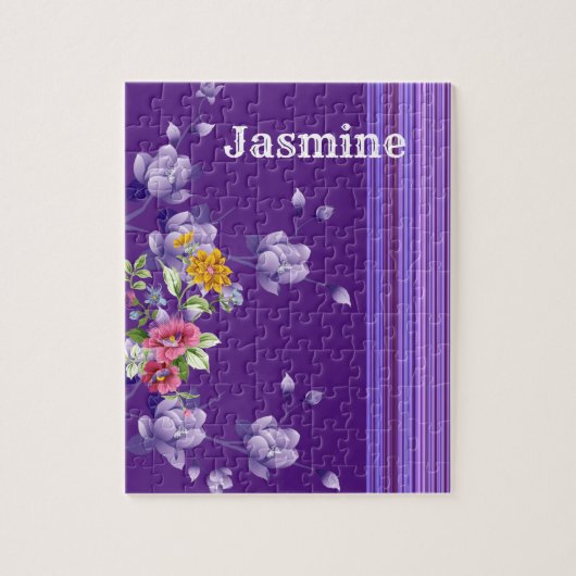 パズルストライプ紫フローラ ジグソーパズル (縦)