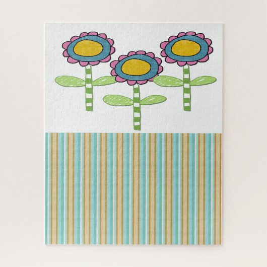 パズルストライプ花フローラ ジグソーパズル (縦)