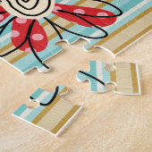 パズルストライプ赤金ゴールド花フローラ ジグソーパズル (側面)