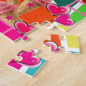 パズルストロベリーアイスクリーム抽象芸術ピンクハート ジグソーパズル (側面)