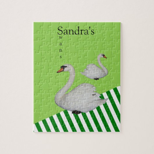 パズルスワンズグリーンストライプ ジグソーパズル (縦)