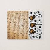 パズルズミュージックノートズギターズブラックハート ジグソーパズル (横)