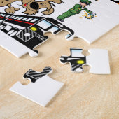 パズルネコ犬が車の野球を訓練 ジグソーパズル (側面)