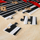 パズルネコ赤い傘グレーブラックストライプ ジグソーパズル (側面)