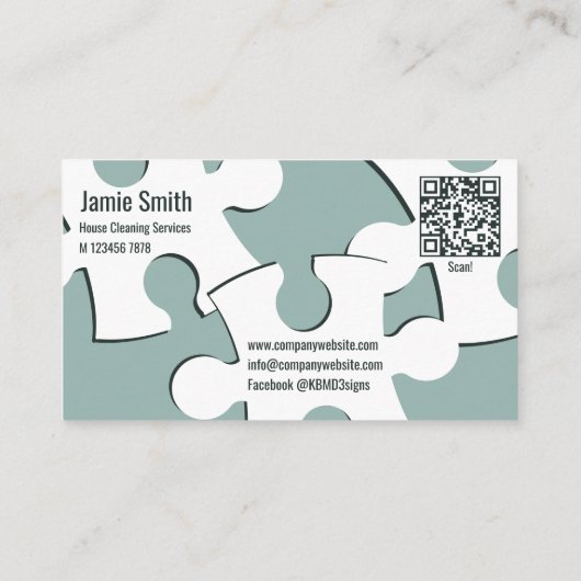 パズルハウスクリーニングサービスグレービジネスカード 名刺 (裏面)