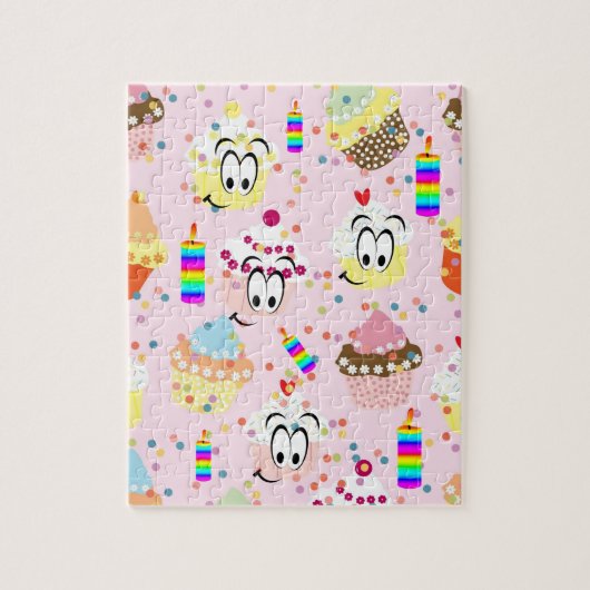 パズルハッピーバースデーカップケーキキャンドル ジグソーパズル (縦)