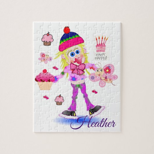 パズルハッピーバースデーケーキバタフライ ジグソーパズル (縦)