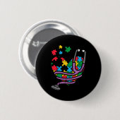 パズルハート聴診器自閉症啓発看護 缶バッジ (正面&裏面)