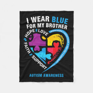 パズルハートI衣服ブルーfor My Brother Autism Awa フリースブランケット
