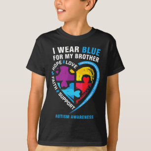 パズルハートI衣服ブルーfor My Brother Autism Awa Tシャツ