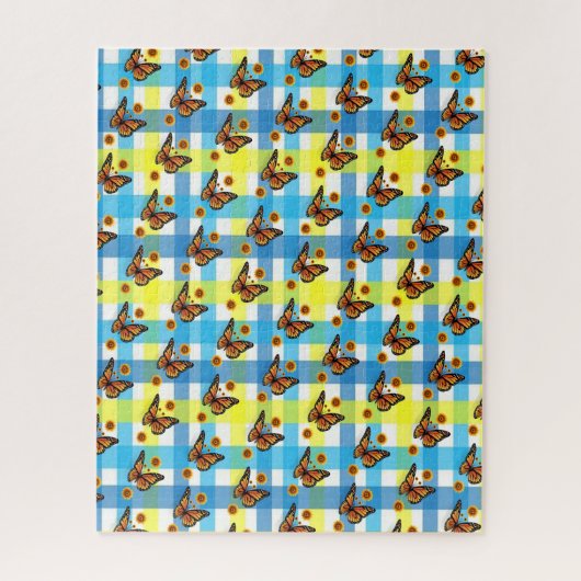 パズルバタフライイエローブループレイド ジグソーパズル (縦)