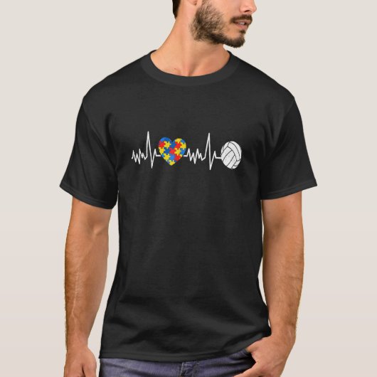 パズルバレーボール 自閉症啓発 メンズ Tシャツ (正面)