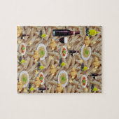 パズルパスタレッドワインブレッドブレッドオリーブ油オリーブ ジグソーパズル (横)