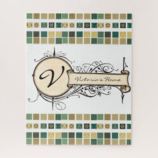 パズルビクトリアンベージュグリーン ジグソーパズル (縦)