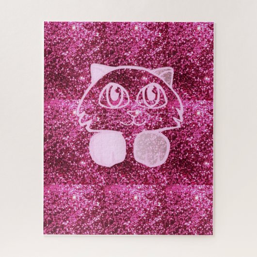 パズルピンクグリッター猫 ジグソーパズル (縦)