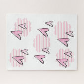 パズルピンクハートバレンタインデー ジグソーパズル (横)