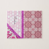 パズルピンクパープルブリックグリッター ジグソーパズル (横)