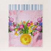 パズルピンクマーブルフローラフラワーズグストライプレイ ジグソーパズル (縦)