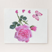 パズルピンクローズバタフライハートフローラ ジグソーパズル (横)