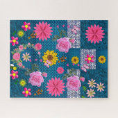 パズルピンクローズフローラブルーバタフライ ジグソーパズル (横)