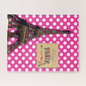 パズルピンク水玉模様パリフランス ジグソーパズル (横)