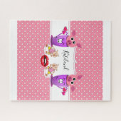 パズルピンク水玉模様ピンクピッグ ジグソーパズル (横)