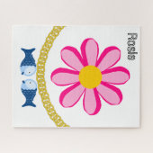 パズルピンク花フローラ魚金ゴールド ジグソーパズル (横)