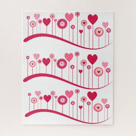 パズルピンク赤いハートハッピーバレンタインデー ジグソーパズル (縦)