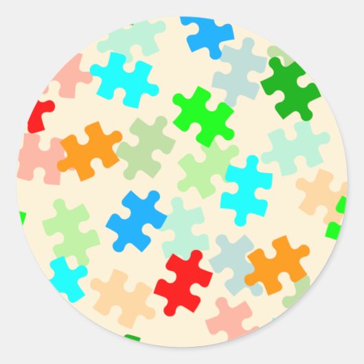 パズルピースのステッカー ラウンドシール (正面)